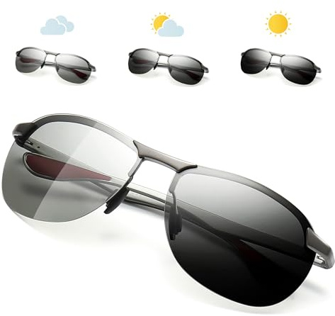 SUNGAIT Lunettes de soleil polarisées légères et durables pour hommes, conduite de golf, alliage Al-Mg, charnière à ressort UV400 SGT302-QBS FR