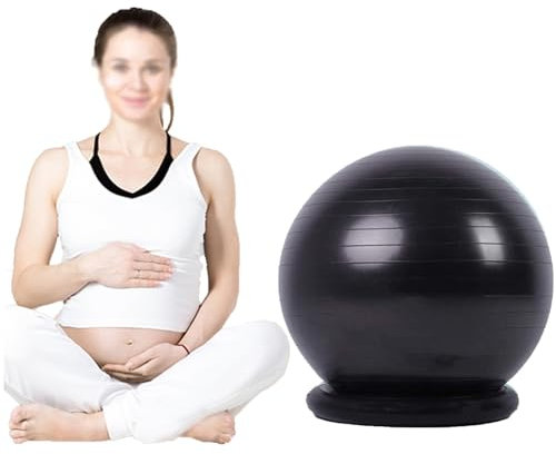 Chaise Ballon Fauteuil Boule D'accouchement pour La Grossesse, Siège de Balle de Yoga pour Soulager Les Maux de Dos, Chaise de Ballon d'exercice avec Base, Chaise Boule D'équilibre (Color : Black, S