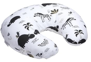 Cuddles Collection Nursing Pillow with 100% Cotton Cover - Removable Cover Breastfeeding Pillows for Comfortable Nursing Support Baby Pillow (Hippo & friends)