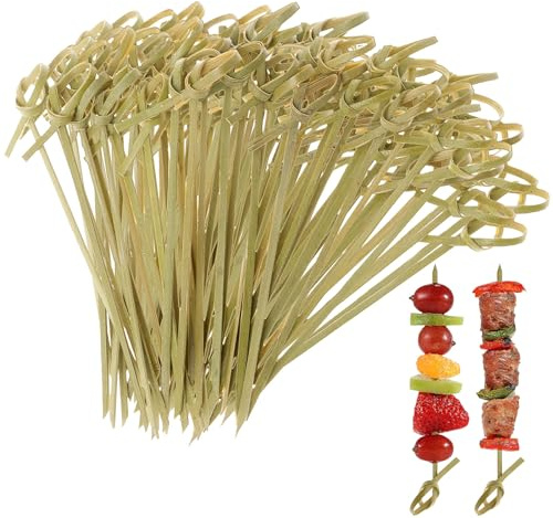 1000Pcs Bamboo Cocktail Picks Toothpicks Bamboo Skewers Mini Food Cocktail Sticks Knot Skewers Fruit Toothpicks for Appetizers, Drinks, Barbecue, Snacks(12 cm)
