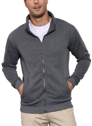 LAOARA Herrtröja utan huva med dragkedja sportjackor med dragkedja lätt vinter sweatshirt kofta M-3XL