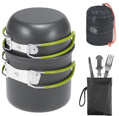 Set d'ustensiles de cuisine de camping - Vaisselle de camping - Ustensiles de cuisine d'extérieur - Couverts pliables - Pour le camping, la cuisine en plein air, la randonnée, les voyages