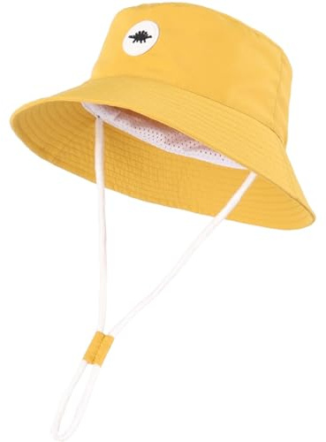 Generisch Sombrero de sol unisex para bebé, gorro de verano, gorro de verano para niños pequeños, protección UV, sombrero con protección para el cuello, gorro de playa, gorro de algodón, A37 amarillo