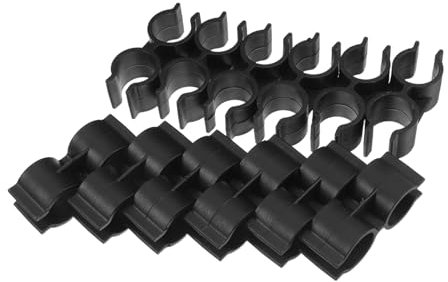HEATSHAKING 12pcs 25mm Double Pipe Clamp Plastic Clips Black, Double Port Pipe Link Clips for Supermarket Warehouse Shelf Accessories Panel Clamp Fasteners