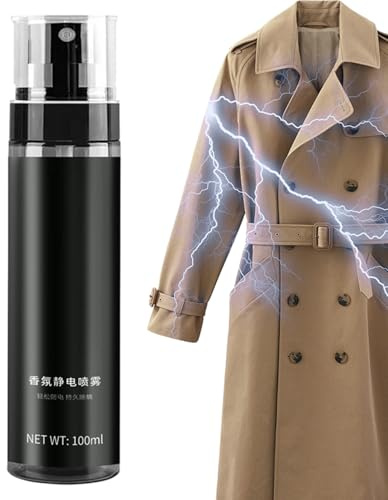 Static Wax Spray - 100 ml Travel Size Anti Static Sprays for Clothes, Fabrics and Car Seats Reduce Friction Effortless Lasting Fragrance, Static Remover for Pet Hair, Sweater, B