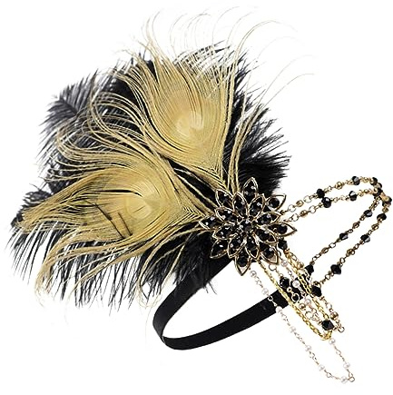 OATIPHO Bandeau à Franges Plumes Vintage avec Accessoire Élégant pour Fête et Bal