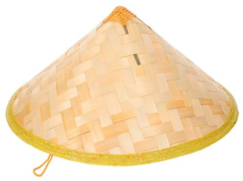 LUOZZY Handmade Bamboo Cosplay Hat 36cm Traditional Asian Conical Cap for Samurai Performance Photography Outdoor Activities