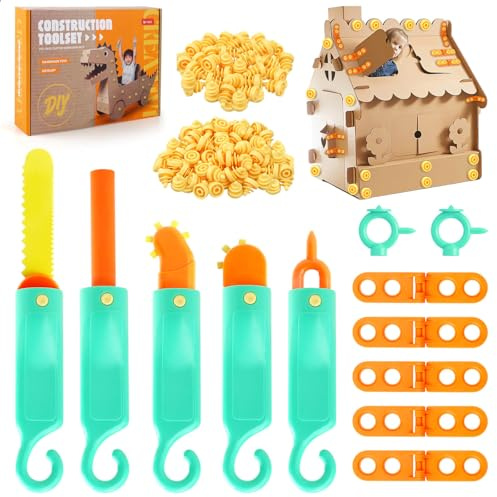 JONEG Cardboard Construction Tool Building Set Toys for 3-8 Year Old Kids