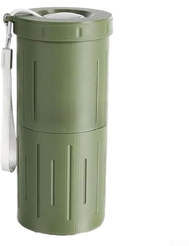 AugustknowU Taza portátil de doble zona para aperitivos y residuos, acabado de plástico suave y estructura equilibrada que ayuda en el transporte y manejo diarios (verde)