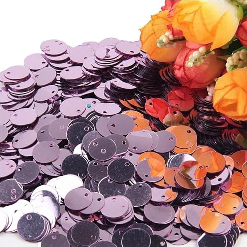 las hojas brillantes para la costura, Lentejuelas y paillettes redondas de PVC con orificio en el borde, multicolor, 10-30 mm, 10 g