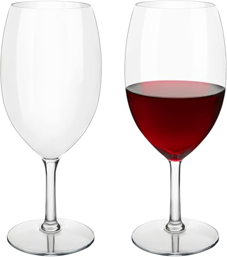 COOKY.D Verres à vin Blanc Rouge, Verres à vin en Tritan-plastique Incassables 570 ml, Lavables au Lave-Vaisselle, Lot de 4