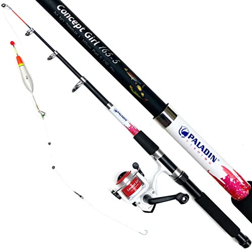 Mega Fishing Kinderangel Starter Set Tele Combo - Teleskop Rute Rolle Tasche & Fertigmontage - Rot & Blau (Rot/Pink - Concept Girl)