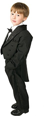 Lito Angels Boys 5 Piece Tuxedo with Tail, Black, 3T