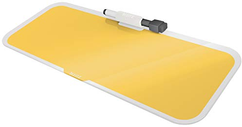 Leitz Cosy Whiteboard Memotavla i Glas, för Skrivbord, Lätt att Rengöra, Gul, Cosy-Serien, 52690019