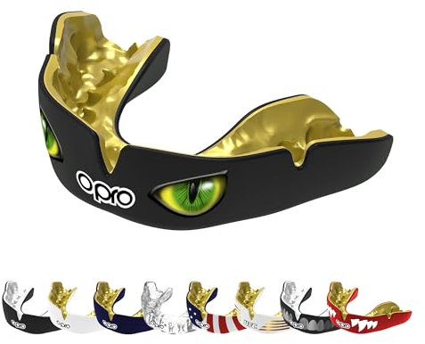 OPRO Instant Custom-Fit Mundschutz, revolutionäre Anpassungstechnologie für ultimativen Komfort und Schutz, Zahnschutz für Rugby, Boxen, Hockey, Kampfsport (Grüne Augen, Erwachsene)