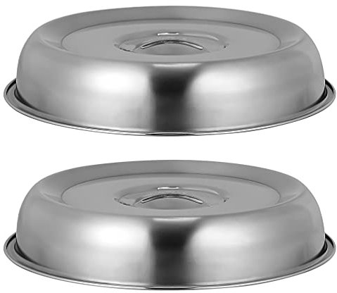 Housoutil 2 Stücke Speiseglocke Edelstahl Teppanyaki Deckel Tellerglocke Edelstahl Pfannendeckel Tellerhaube Fliegenhaube Burger Haube Dome Glocke Ersatzdeckel für Kochtopf Töpfe Pfannen Zubehör 22CM