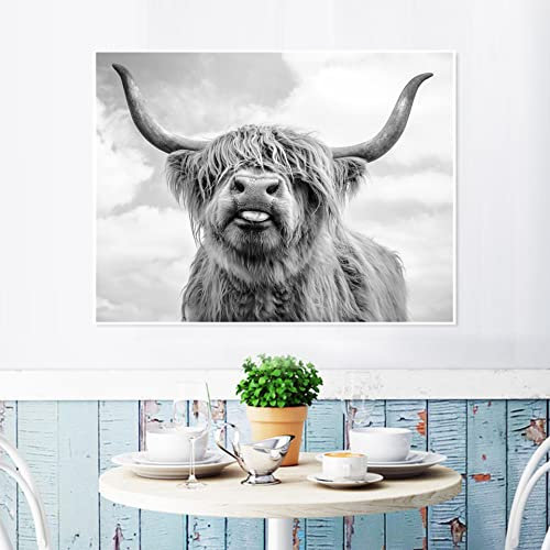 LXTOPN Nordic Highland Kuh Leinwand bilder,Wand Druck Gemälde Schottisches Hochland kuh Drucke wandbilder,Modern Hochlandrind Wall Art Poster Wohnzimmer Deko,Kein Rahmen (40x50cm)