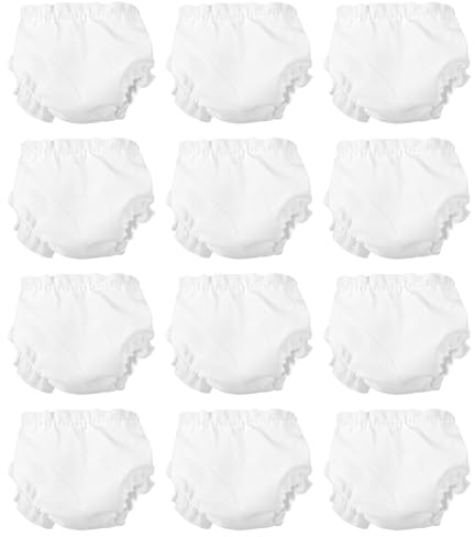TOYANDONA 12pcs Baby Doll Underwear, White Doll Diapers Baby Doll Panties for 10 inch