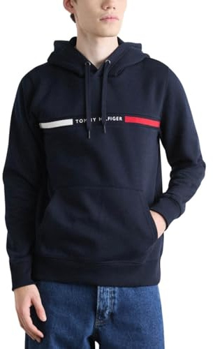 Tommy Hilfiger Herren Hoodie Chest Insert mit Bauchtasche, Blau (Desert Sky), S