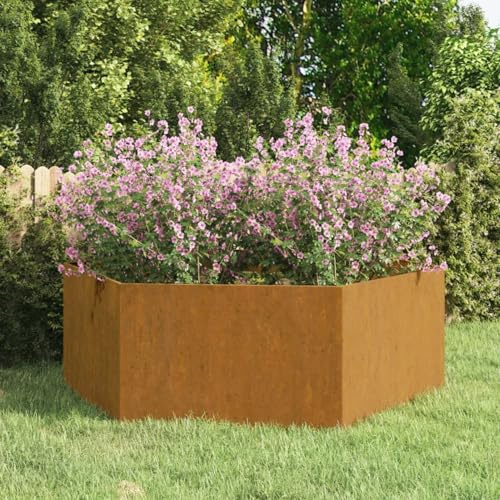 Gecheer Pflanzkübel Hochbeet Blumentopf Blumenkasten Pflanzkasten PflanzbeetGartenbeet Frühbeet Rostig 138x120x45 cm Cortenstahl