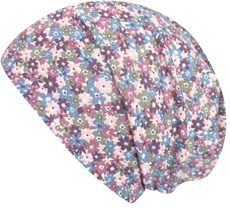 Ullkyckling ekologiskt pojkar/flickor/barn bekväm mjuk lång mössa/mössa/beanie-mössa/stickad mössa/barnmössa, jerseyfodrad övergångsperioder (ekologiskt tyger/bio) .., Blommor mörk/pastell, 52-54