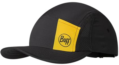 Buff®| Gorra 5 Panel Go Hombre Mujer Adulto Flexible, UPF50, Ajustable, Sostenible, Ligera, Correr, Materiales reciclados, Comoda, S/M, Negro