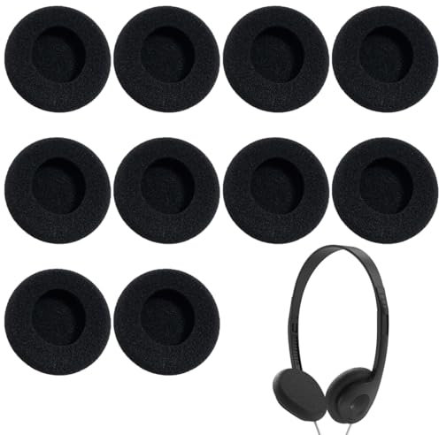 10 Pezzi Schiuma Paraorecchie, Cuscinetti di ricambio per auricolari, Padiglioni Cuffie, Copri Auricolari, Cuscinetti Cuffie, Pad Cuffie, Copri Cuffie, 50 mm, Nero