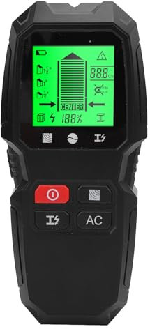 Scanner Mural 5 en 1, Détecteur de Fils électriques, Détecteur de Métaux et de Bois avec écran LCD, Capteur de Haute Précision pour la Mesure des Goujons en Métal et en Bois (noir)