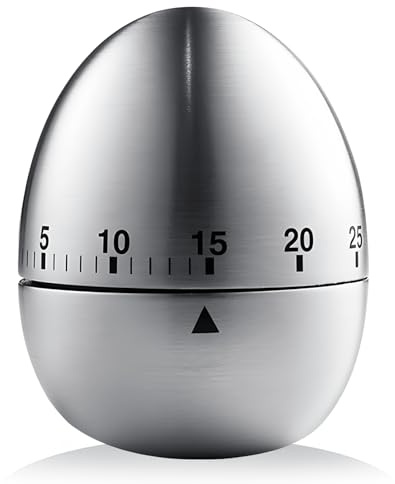 Wetinforu for Egg Timer 60 Minutes Stainless Steel Egg Kitchen Timer Mechanical Count Down Rotating Cooking for Kitchen Cooking Work Learning