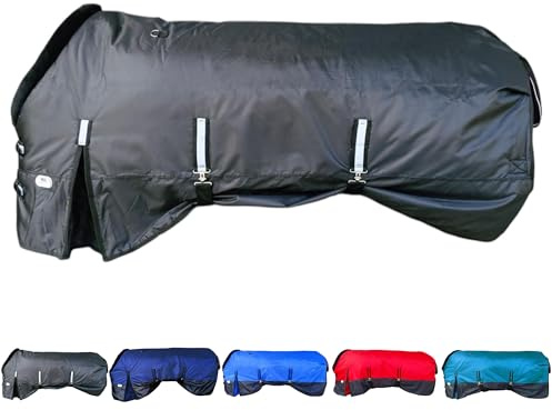 Majestic Ally 420D Water Proof Horse Stable Blanket, 200 G Polofil, 210 T Lining, Multiple Colors and Sizes (Black, 78)