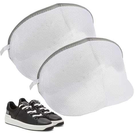 Set de 2 Bolsas para Lavar Zapatillas en Lavadora, Bolsas Reutilizables con Cremallera, Malla de Doble Capa, Tamaño Universal 24x24x40 cm, para Proteger Calzado y Ropa, Limpiar la suciedad