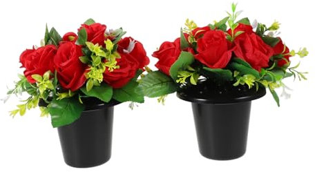Milisten 1paio Artificiali Per Cimitero Con Decorazioni Bouquet Lifelike Per Commemorazioni e Facile Trasportare Per