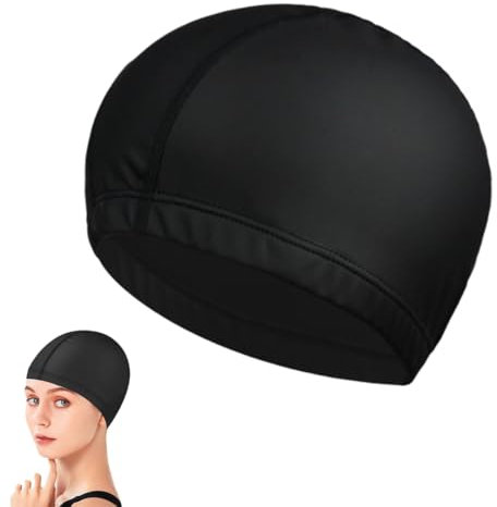 LAJUP Badekappe Stoff Für Damen & Herren – Bequem, Langlebig & Hochelastisch(Schwarz)