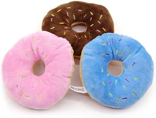 Yjemle 3Pcs Colorful Pet Toy Donut-Shape Squeaky Squeaker Puppy Dog Pet Cat Kitten Sound Chews Toy Random Color Sturdy and Practical Simple and Sophisticated Design，Toys，Dog Squeak Toys