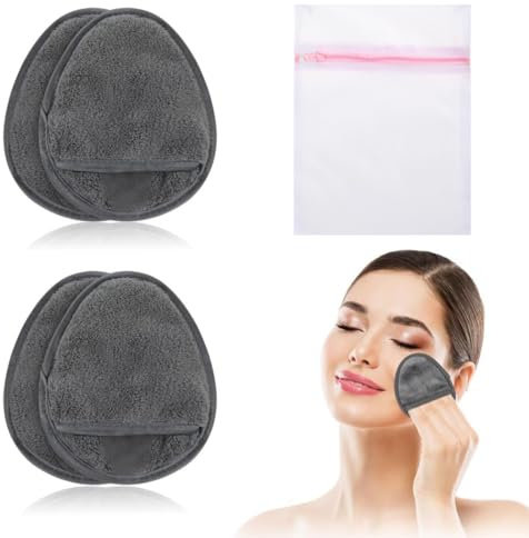 DIFLAX 4 Pezzi Dischetti Struccanti Riutilizzabili, Dischetti Struccanti Lavabili,Pad Struccanti Lavabili Microfibra Panno Struccante Viso Lavabile per Pulizia Viso e Occhi,per la Rimozione del Trucco