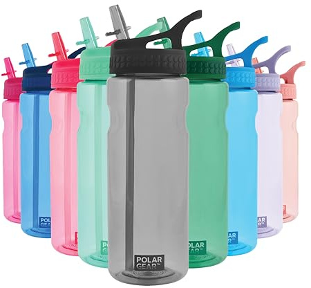Polar Gear Aqua Grip Water Bottle – BPA-Free Reusable Water Bottles With Straw – 650ml Sports Water Bottle Perfect for Gym, Cycling & Work