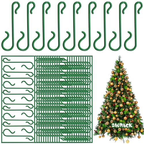 KECDRU Weihnachten S Haken Kugelaufhänger 240 Stück Strapazierfähig Unsichtbar Kunststoff Wiederverwendbar Weihnachtsschmuck Aufhänger Für Christbaumkugeln Weihnachtsbaum Deko Grün