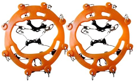 Tacos de tracción de hielo – 8 pinchos resistentes al desgaste, crampones de garra de nieve resistentes | Diseño antideslizante de acero inoxidable TPE, equipo de escalada para mujer, trotar, pescar