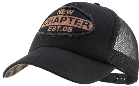 Magracy Men's Vintage Baseball Cap Mesh Trucker Hat Adjustable Outdoor Sports Distressed Snapback Cap Black