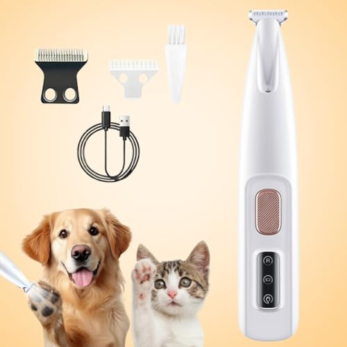 Tondeuse De Toilettage GrosMatou Douceur & Sécurité, Tondeuse Gros Matou Silencieuse, Tondeuse Pattes Chien Chat, Coupe Poils Animaux Avec Lumière LED, Rechargeable USB, étanche (1PCS)