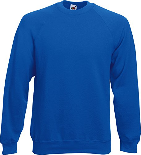 Fruit of the Loom Raglan Sweatshirts in 12 Colours and Sizes S, M, L, XL and XXL Royal Blue, L (Large)