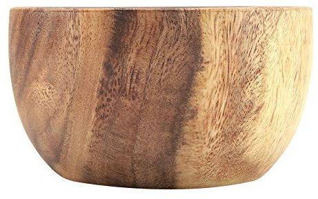 Nimoa Ciotola di Legno, Insalatiere, Acacia Massiccia Ciotola di Legno per Insalata Zuppa di Riso Utensili da Cucina in Ciotola di Legno Fatti a Mano (13 * 7Cm)