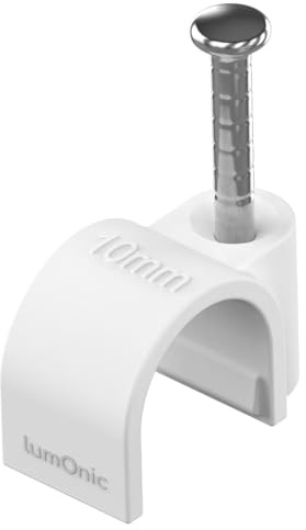 Lumonic 100x abrazadera de clavo 10mm para cable blanco - abrazadera de cable con clavo 22mm p.ej. para montaje en pared - abrazaderas de cable diferentes tamaños 4-14mm