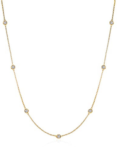 namana Lange Goldkette für Frauen, 60cm lange Gold Kette für Damen mit Cubic Zirkonia Steinen, zierliche Halskette für Frauen, Teenager, Mädchen, Gold Kette mit Stein mit Schmuckbeutel