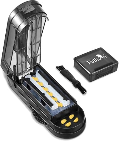 Fullicon Multiple Pill Cutter, Adjustable Pill Cutter for Small Pills with Accurate Pill Alignment, Stainless Steel Cutting Blade & Blade Guard, Pill Splitter with Free Brush & Pill Box (Black)