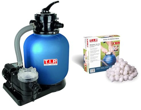 Bundle aus T.I.P. Sandfilteranlage Pool Filter Set SPF 370 F 30309 + T.I.P. Pool-Filtermaterial 700g, Filter Balls Waschbar, BEASAN 700 CB, 30446