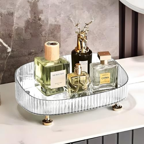 Makeup Perfume Organiser - Thick Material Perfume Tray, Suitable for Bedroom Dressing Table and Bathroom (Transparent)