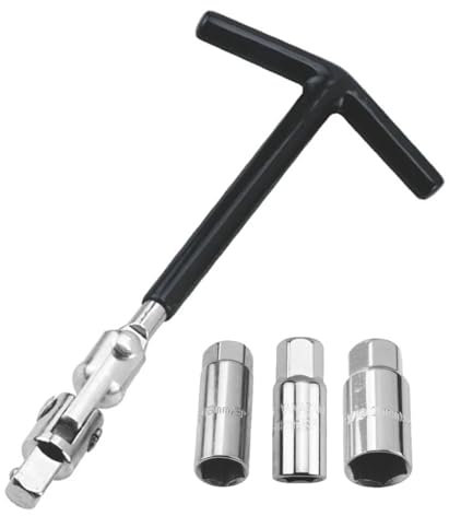 YRsorn Zündkerzenschlüssel Satz 4-Teilig - Universal Zündkerzenschlüssel 16 und 18, 21mmZündkerzenschlüssel, T-Griff-Zündkerzen Steckschlüssel für Auto und Motorrad, Schwarz