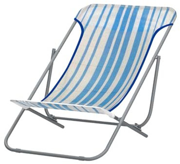 Zendea Liegestuhl aus Stahl, weiß und blau, zusammenklappbar, ideal für Strand, Garten, Pool und Camping, um Tage der Entspannung in der Sonne zu verbringen – Kapazität bis zu 80 kg Abmessungen 45 x