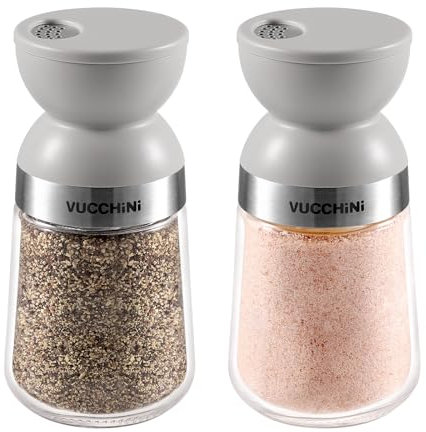 Vucchini Salz-und Pfefferstreuer-Set,3 Modi,Vollständig abnehmbar,spülmaschinenfest,Grau